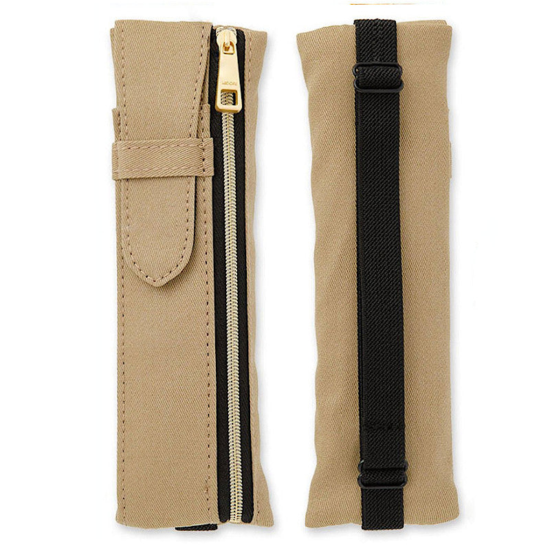 Midori Book Band Pen Case. Beige