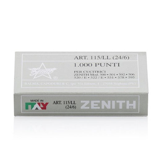 Staples Zenith 115/LL (24/6) Ultralight. Box of 1000 Wires