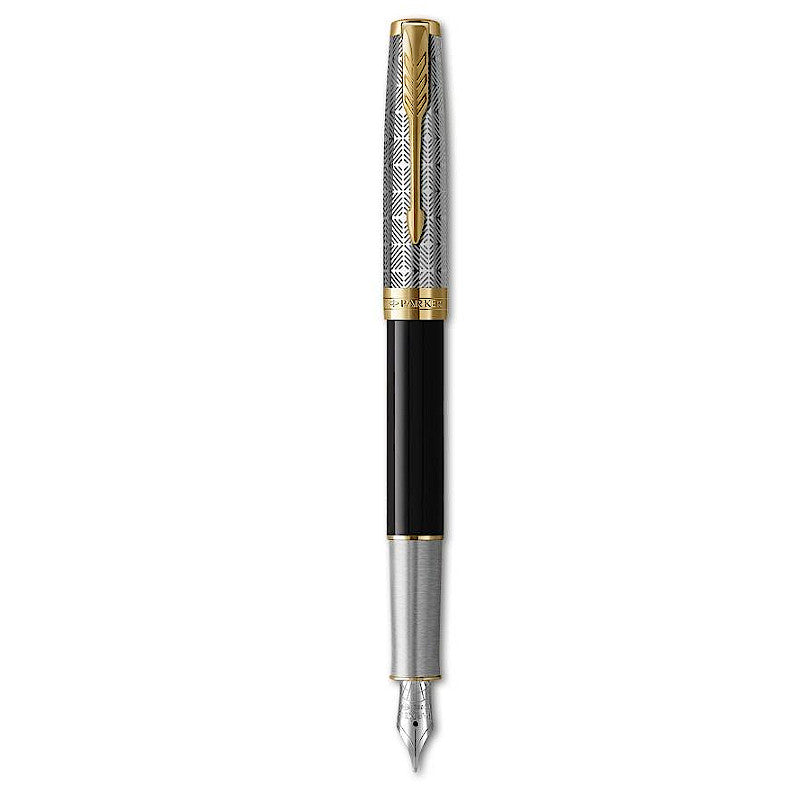 Parker Sonnet Premium Metal & Black Lacquer GT 18K Nib