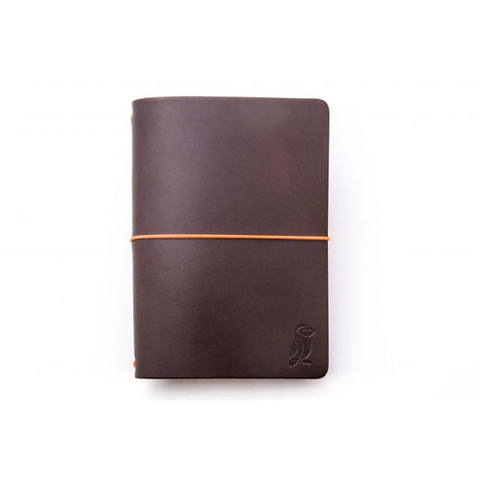 Passport Notebook Brown Leather/Orange Rubber