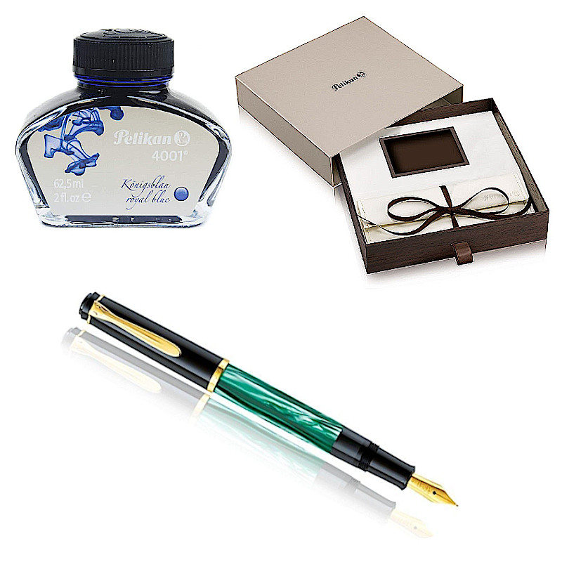 Pelikan Classic M200 Green Marbled, Special Set Box Ink 62.5ml