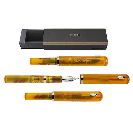 Pluma estilográfica DD POCKET Camel con adornos cromados ¡NUEVA! 