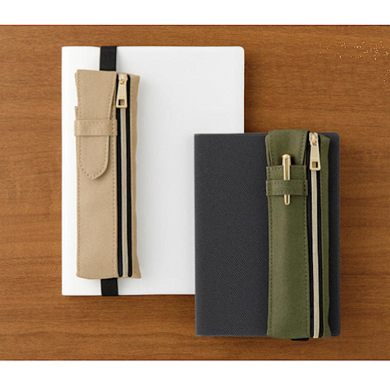 Midori Book Band Pen Case. Beige