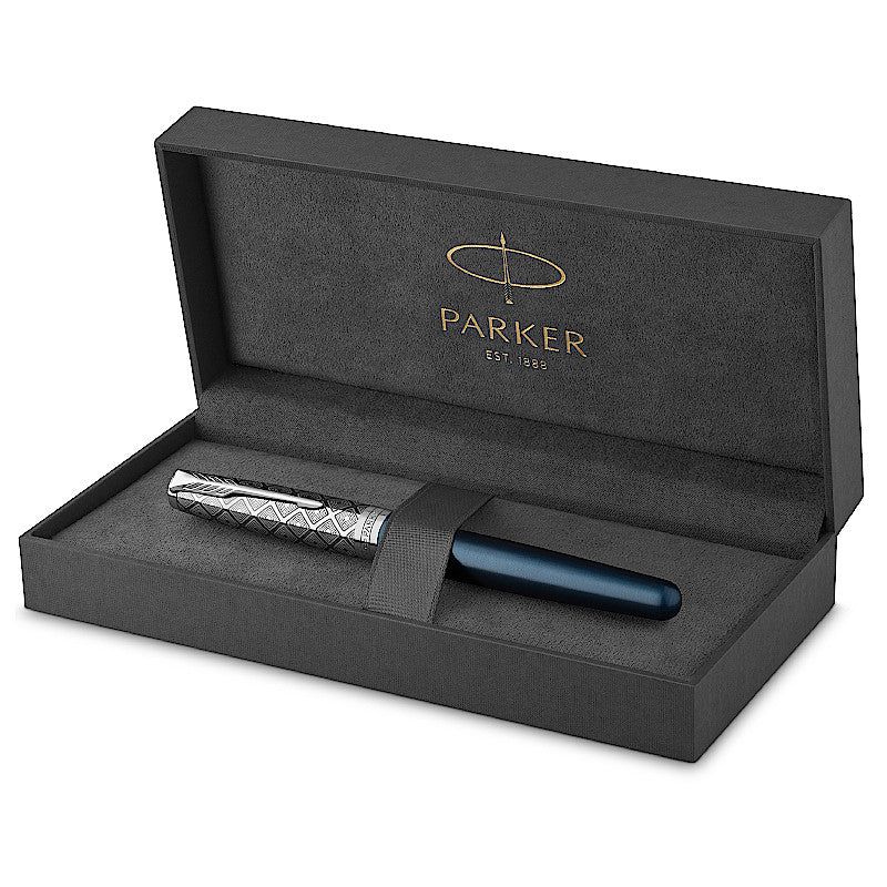 Parker Sonnet Premium Metal & Blue Lacquer CT 18K Nib