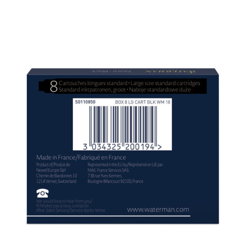 Waterman Long Ink Cartridge, Black